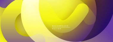 Soyut sarı mor arka plan. Üst üste binen şekiller modern tasarım yaratır. Yumuşak gradyanlar görsel ilgi sunar.