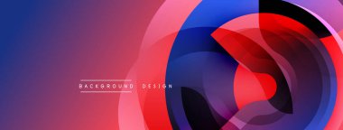 Soyut geometrik şekiller örtüşüyor, canlı renk eğimleri yaratıyor. Mor, mavi, pembe, kırmızı renkler kusursuz bir şekilde harmanlanır. Modern tasarım ögesi.