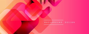 Soyut geometrik şekiller örtüşür, canlı bir değişim etkisi yaratır. Pembe, kırmızı, sarı renkler kompozisyona hakim. Modern tasarım ögesi.