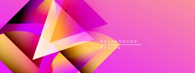 Soyut geometrik şekiller örtüşüyor, parlak pembe, sarı renkler yaratıyor. Arkaplan ve sunumlar için uygun modern tasarım.