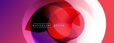 Soyut geometrik şekiller çakışıyor. Canlı mor, kırmızı, mor renkler dinamik görsel efekt yaratır. Arka planlar için modern tasarım ögesi.