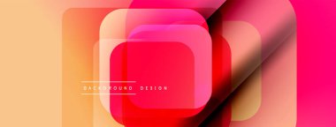 Soyut geometrik şekiller çakışıyor. Sıcak renkler modern tasarım yaratıyor. Gradyan gölgeler görsel derinlik sunar. Minimalist stil.