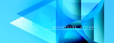 Soyut mavi şekiller örtüşür, dinamik görsel efekt yaratır. Modern tasarım öğeleri teknoloji, yenilik, gelecek kavramları önerir.