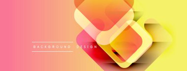 Soyut geometrik şekiller örtüşür, canlı bir değişim etkisi yaratır. Pembe, turuncu, sarı renkler tasarımda baskın. Modern, dinamik kompozisyon.