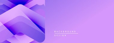 Soyut mor katmanlar dinamik arkaplan yaratır. Modern tasarım düz grafikler, yumuşak gölgeler, minimal metin elementleri içerir.