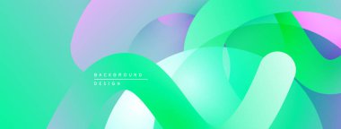 Soyut renkli arkaplan. Üst üste binen şekiller dinamik görsel efekt yaratır. Gradyan renkler kusursuz bir şekilde harmanlanır, modern tasarım..