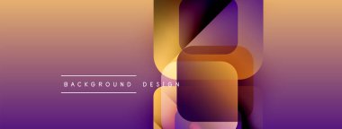 Soyut eğim arkaplanı. Geometrik şekiller üst üste binerek modern tasarım yaratıyor. Mor, turuncu renkler kompozisyona hakim. Metin arkaplan tasarımı okur.
