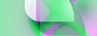 Soyut arka plan yuvarlak şekiller, yeşil renkler, mor aksanlar. Modern tasarım, pürüzsüz gradyanlar dinamik görsel efekt yaratır.
