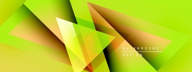 Soyut geometrik şekiller çakışıyor. Canlı yeşil, sarı, kahverengi renkler dinamik görsel efekt yaratır. Modern tasarım ögesi.