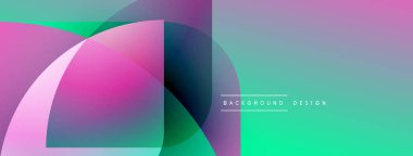 Soyut renkli şekiller örtüşür, dinamik görsel efekt yaratır. Gradyan renkleri pürüzsüz, modern tasarım ögesine karışıyor.