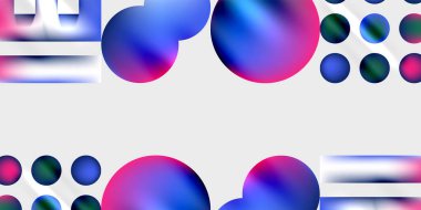 Canlı mavi, mor küreler içeren soyut bir kompozisyon. Beyaz çizgiler siyah arkaplana karşı geometrik desenler oluşturur. Modern tasarım elemanları.