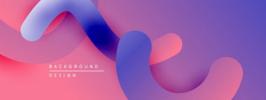 Soyut sıvı şekiller, canlı renklerin karışımı. Gradyan arka plan modern tasarım yaratır. Düz eğriler, dinamik bileşim.