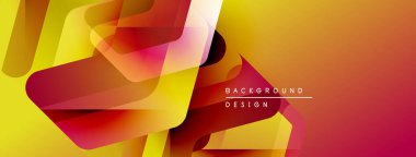 Soyut geometrik şekiller örtüşüyor, canlı turuncu, sarı, kırmızı renkler oluşturuyor. Arkaplan ve sunumlar için modern tasarım ögesi.