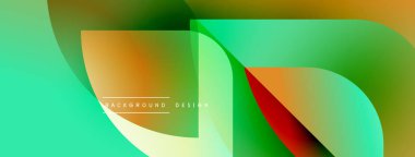 Soyut sıvı şekilleri kesişir. Canlı yeşil, turuncu, kırmızı renkler düzgün bir şekilde harmanlanır. Arkaplan ve sunumlar için modern tasarım ögesi.