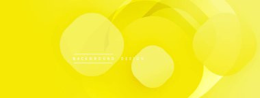 Parlak sarı arkaplan özellikleri üst üste binen şeffaf daireler. Minimalist tasarım kompozisyon içerisindeki metin arkaplan tasarımını içerir. Yumuşak eğimler derinlik yaratır.