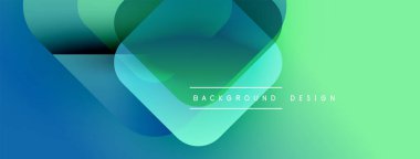 Soyut gradyan şekiller çakışıyor. Mavi, yeşil renkler modern arka plan yaratır. Metin arka plan tasarımı okur. Minimalist estetik.