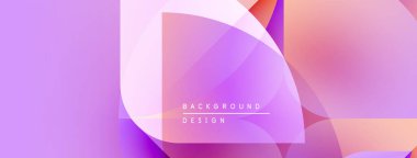 Soyut arkaplan özellikleri üst üste binen şekiller, gradyanlar. Leylak, pembe renkler tasarıma hakim, modern estetik yaratıyor. Metin arkaplan tasarımı okur.