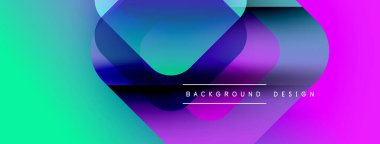 Soyut, enerjik şekiller çakışıyor. Değişik renkler harmanlanmış, mor, pembe. Metin arka plan tasarımı okur. Modern görsel sunum.