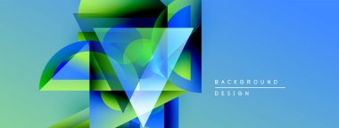 Soyut geometrik şekiller örtüşür, parlak mavi, yeşil eğimler yaratır. Modern tasarım elementleri dijital sanat, arkaplan dokusu.