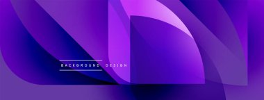 Soyut mor arkaplan. Akan şekiller dinamik bileşim yaratır. Gradyan efektli modern tasarım, mevcut metin ögesi.