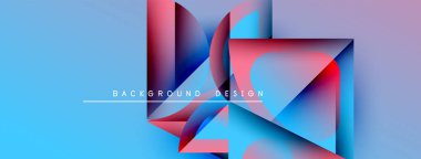 Soyut geometrik şekiller örtüşür, parlak mavi ve mor renkler yaratır. Metin, formların altındaki arkaplan dizaynını okur. Modern, temiz estetik.