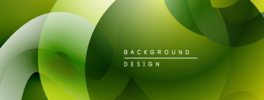 Soyut yeşil arkaplan. Üst üste binen şekiller dinamik görsel efekt yaratır. Sancaklar ve web siteleri için modern tasarım uygun.