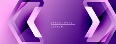 Mor soyut arka plan. Gradyan katmanlar dinamik simge şekilleri yaratır. Sancaklar ve sunumlar için modern tasarım uygun.
