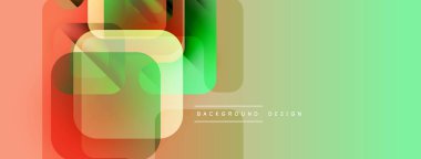 Soyut geometrik şekiller çakışıyor. Renkler arasında turuncu, yeşil, kırmızı, bej yer alıyor. Arkaplan ve afişler için modern tasarım ögesi.