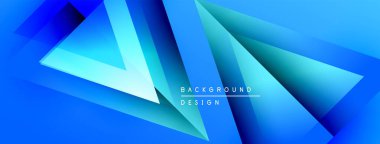 Soyut mavi tasarım katmanlı geometrik şekiller içerir. Gradyan renkler dinamik görsel efekt yaratır. Sunumlar için modern arkaplan uygun.