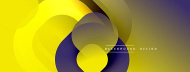 Soyut sarı, mor katmanlar dinamik akış yaratır. Modern tasarım, pürüzsüz eğimler, hareket ve derinliği işaret ediyor. Arkaplan ögeleri görsel ilgi sunar.