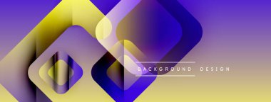 Soyut geometrik şekiller çakışıyor. Mor, altın rengi modern görsel efekt yaratır. Gradyan renkler dinamik bileşim sunar.