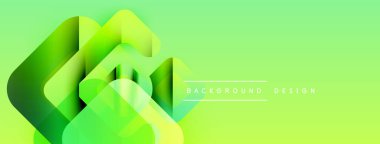 Soyut geometrik şekiller örtüşür, canlı yeşil gradyan etkisi yaratır. Arkaplan ve sunumlar için uygun modern tasarım.
