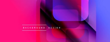 Soyut geometrik şekiller örtüşür ve canlı pembe renk gradyanı yaratır. Metin, arkaplan tasarımının merkezde konumlandığını okuyor. Modern, dinamik görsel.