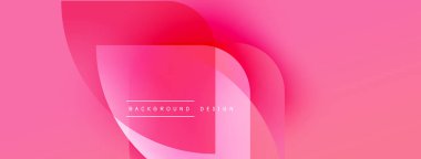 Soyut pembe arka plan. Üst üste binen şekiller akışkan ve modern tasarım yaratır. Metin arka plan tasarımı okur. Basit, canlı kompozisyon.
