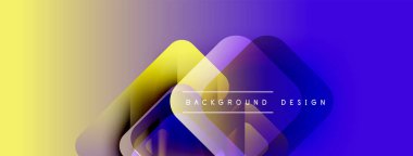 Soyut gradyan şekiller çakışıyor, dinamik görsel etki yaratıyor. Sarı geçişler mor, modern arkaplan tasarım ögesine.