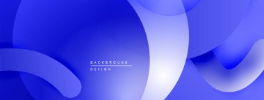 Soyut mavi arkaplan. Üst üste binen şekiller dinamik ve modern görsel efektler yaratır. Yumuşak eğimler derinlik ve doku sunar.