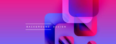 Soyut, enerjik bir arkaplan. Üst üste binen kareler, dikdörtgenler dinamik görsel efekt yaratır. Pembe, mor renkler kompozisyona hakim. Metin arkaplan tasarımı okur.