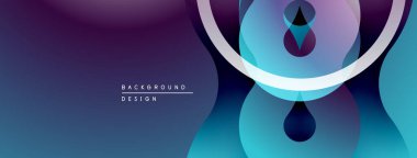 Soyut eğim arkaplanı. Üst üste binen daireler, akan şekiller dinamik görsel efekt yaratır. Modern tasarım elemanları.