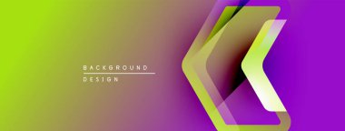 Canlı gradyan arka plan katmanlı ok şekilleri. Metin, arkaplan tasarımını basit yazı tipiyle okur. Modern, soyut görsel kompozisyon.