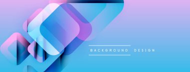 Soyut geometrik şekiller örtüşüyor, parlak mavi ve mor renkler yaratıyor. Arkaplan ve sunumlar için modern tasarım ögesi.