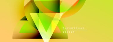 Soyut geometrik şekiller, canlı sarı ve yeşil renkleri harmanlarlar. Modern tasarım dinamik görsel etki yaratır, uygun arkaplan ögesi.