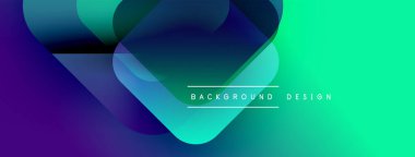 Soyut gradyan şekiller çakışıyor. Parlak turkuazlara canlı mor geçişler. Metin arka plan tasarımı okur. Modern görsel kompozisyon.