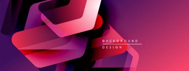 Soyut geometrik şekiller örtüşüyor, dinamik mor renkler yaratıyor, mor renkler. Arkaplan ve afişler için modern tasarım ögesi.