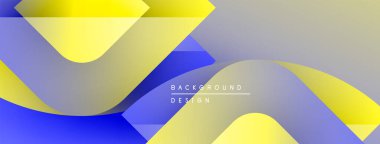 Soyut sıvı şekilleri, sarı, mavi, gri gradyanlar. Arka planlar ve sunumlar için modern tasarım öğesi. Minimalist estetik.