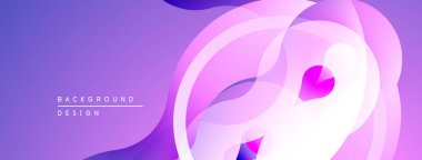 Soyut mor tasarım akışkan şekiller, gradyanlar içerir. Yumuşak kıvrımlar dinamik görsel efekt yaratır. Modern arkaplan ögesi.