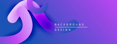 Soyut sıvı şekilleri, canlı mor mavi gradyan. Modern tasarım ögesi, projeler için arkaplan dokusu. Minimalist estetik.