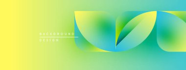 Soyut sıvı şekilleri sarı, yeşil renkleri harmanlıyor. Modern tasarım hareketi, enerjiyi, tazeliği çağrıştırıyor. En küçük metin ince markalaşma ögesi ekler.