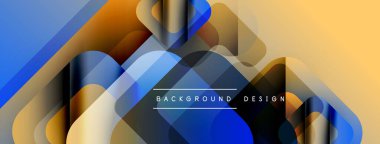 Soyut geometrik şekiller örtüşüyor, canlı renk eğimleri yaratıyor. Modern tasarım elementleri dinamik görsel deneyim önerir.