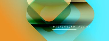 Soyut sıvı şekilleri kesişir. Turuncu, yeşil, turkuaz renk karışımı. Arkaplan, pankart ve sunumlar için modern tasarım ögesi.