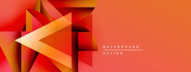 Soyut geometrik şekiller, canlı turuncu renkler, modern tasarım. Arkaplan özellikleri katmanlı üçgenler, dinamik görsel efekt yaratır.